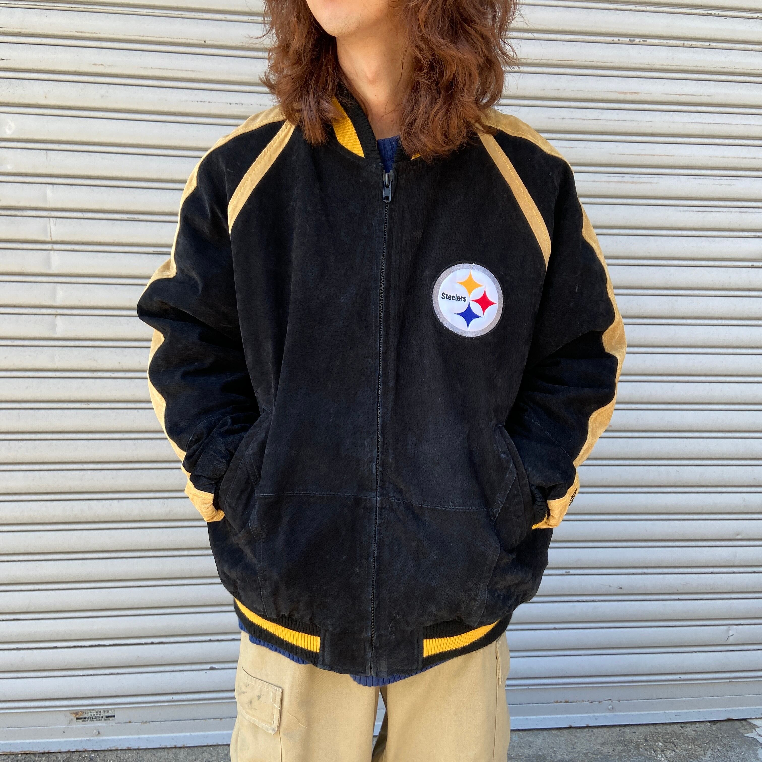 vintage nfl steelers レザー スタジャン アメフト-