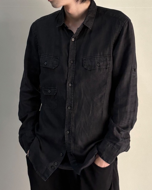 【BLACK BARRETT by Neil Barrett】linen work shirt