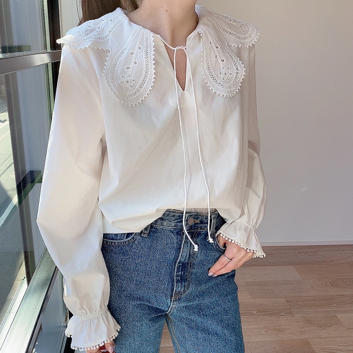 専用！Moripon Flower blouse ホワイト Flower blouse /white (4月上旬頃発送予定) | moripon.