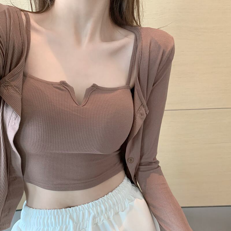 ニットセーター レディースショートカーディガンジャケット セット オータム ロング 秋物 ブラックストロベリース59667240904