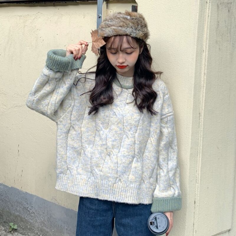 スプリングルーズオータムトップス スタンダードセーター レディースウィンター レトロ 春物 秋物 冬物 試着室55276633013