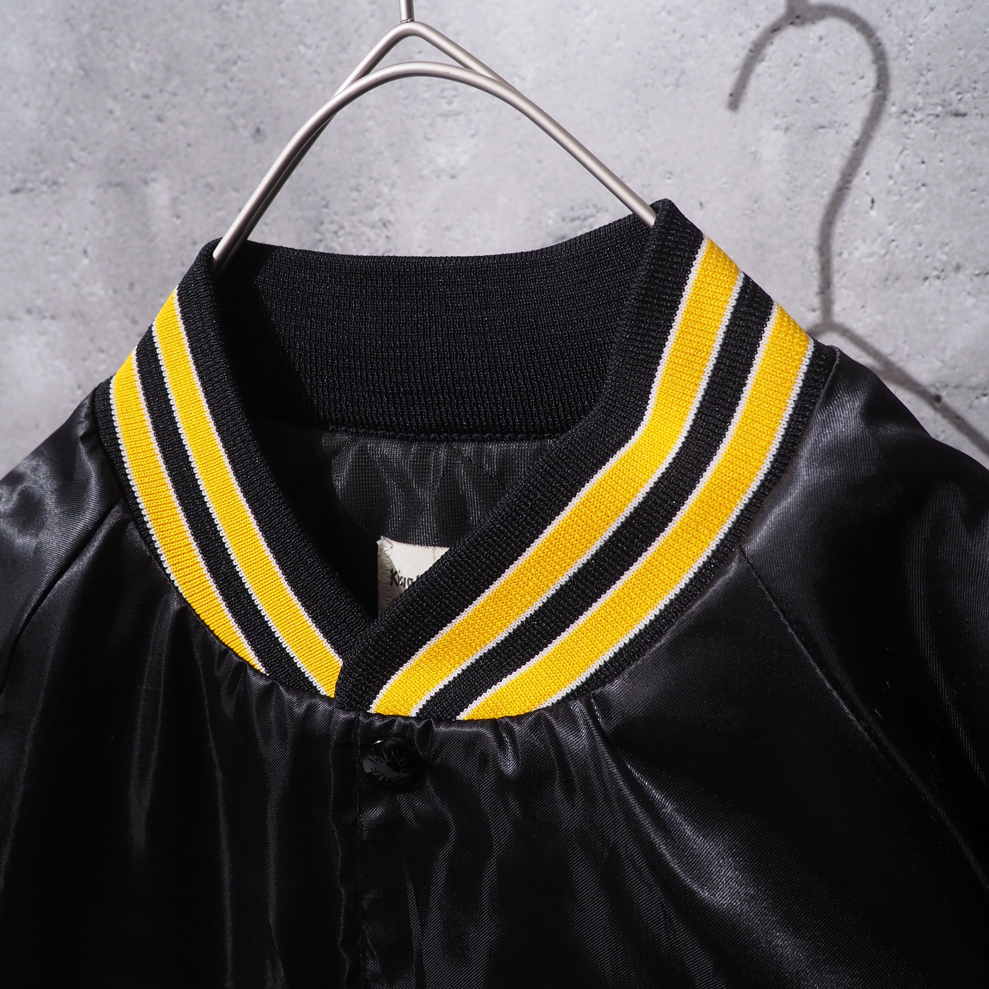 1970 - 80s " King Louie " Black satin vintage loose Stadium jacket (made in USA)