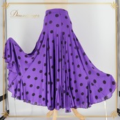フラメンコ 衣装 ファルダ スカート 紫 黒 ドット 水玉 柔らかい ダンス パーティ 発表会 レッスン 練習着 ブラック系 パープル系 フレアスカート ロングスカート おしゃれ ダンス衣装 イベント 衣装用スカート ストレッチ素材 軽量 柔らかい生地 ポップデザイン スカートファッション 練習用コスチューム
