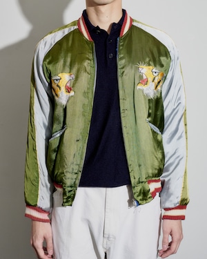 【美品】50s special souvenir jacket vintage U.S. military satin fabric blouson reversible made in JAPAN about size42(ML) / 50年代 ヴィンテージ スカジャン スーベニア ジャケット リバーシブル サテン素材 アメリカ軍 ミリタリー 日本 駐留 ビッグサイズ 実寸42 ML程度 希少 ジャンパー T.T.S ジップ 激レア