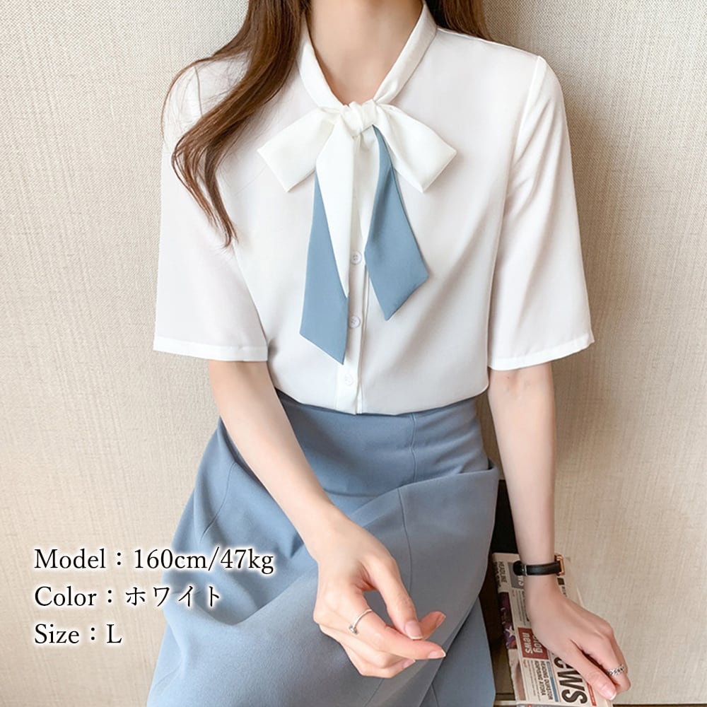 ネクタイ ブラウス レディース 春夏 韓国 トップス 大人 かわいい