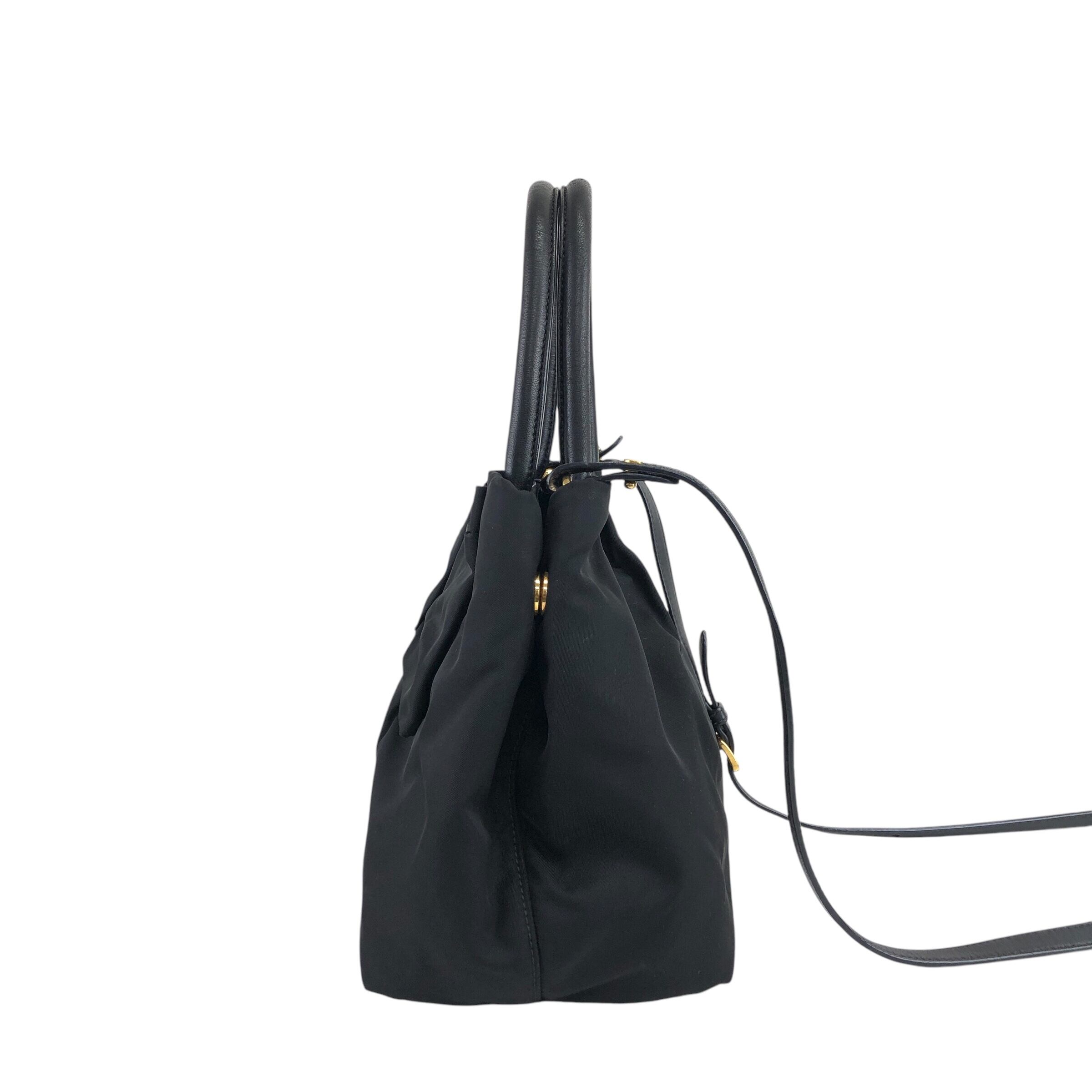 PRADA プラダ ショルダーバッグ ブラック ロゴ リボン ナイロン 2way