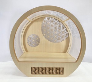 6283 ケースのみ 桧ナチュラル 麻の葉レーザー彫刻 30丸型前開きアクリルケース 雛人形 道具 コンパクト 桃の節句 初節句 お祝い こどもの日 海外へのお土産 こだわりの人形 日本文化 日本伝統 日本土産 節句祝い 節句飾り 伝統工芸 プレゼント ギフト ケース飾り