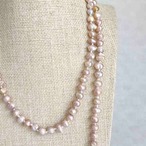 バロックパールネックレス　ピンク　不揃い中玉　ロングネックレス　真珠のネックレス　二重　19acj6-2