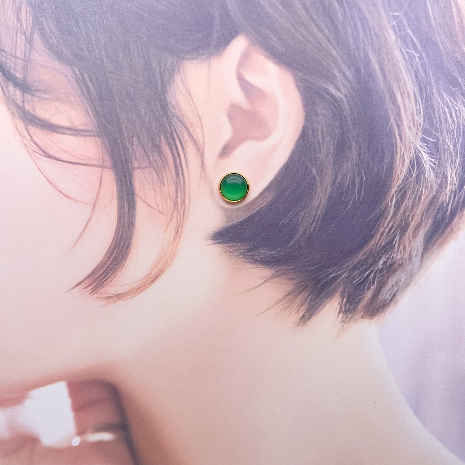 1点　ヘキサゴン型グリーンオニキスピアス　イヤリングに変更可能☺︎ 1点 ヘキサゴン型グリーンオニキスピアス イヤリングに変更可能☺︎