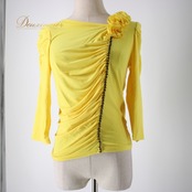 社交ダンス 衣装 スタンダード トップス レッスンウェア 練習着 ICHIOKU イチオク イエロー系 黄色 ラインストーン 長袖 シンプル 上品 伸縮性 トップス レディース ダンスウエア 鮮やか イベント用 フォーマル 衣装用 おしゃれ 薄手 軽量 シルエット 大人用 スポーツウエア 練習用