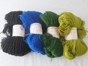 ラトビアの毛糸　黒/濃いブルー/深緑/黄緑