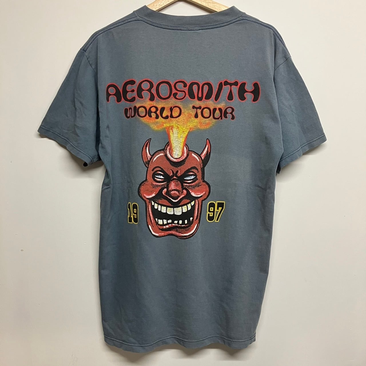 VINTAGE ヴィンテージ 97s VINTAGE AEROSMITH NINE LIVES WORLD TOUR エアロスミス ナインライヴスワールドツアー半袖Tシャツカットソー ブルー