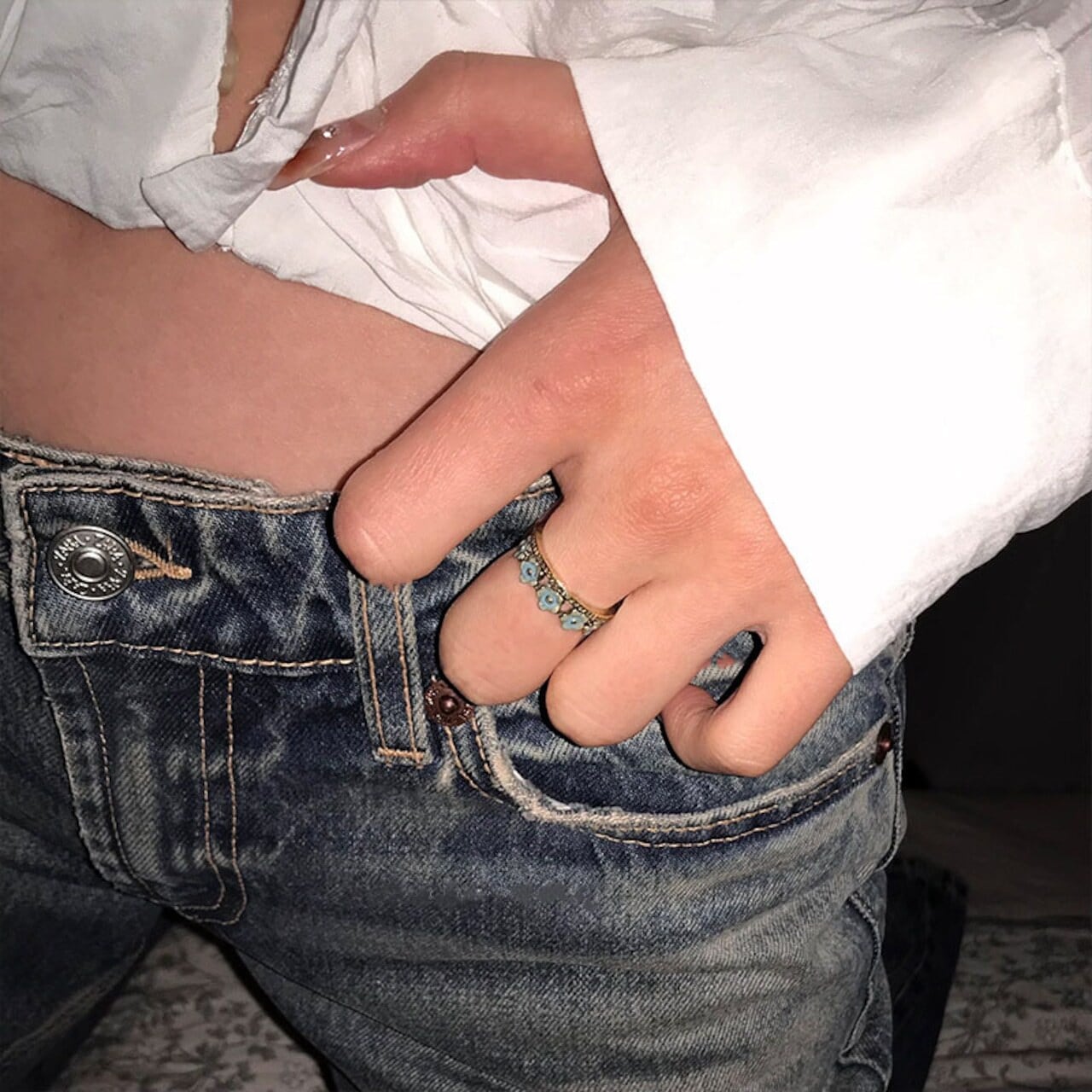 Somedayifレトロ古着小花のリング 2点セット