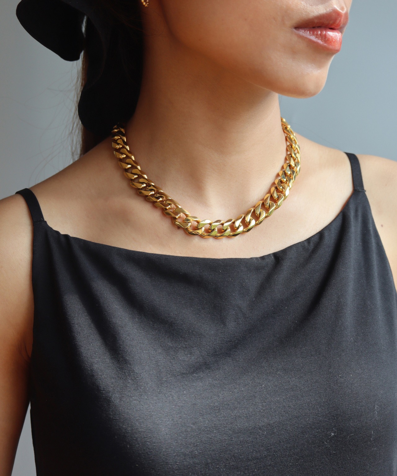 ワイドチェーンショートネックレスS/020232