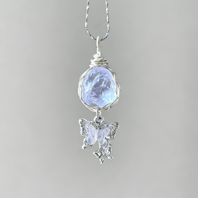 TCアクアマリン原石の蝶ネックレス 5s