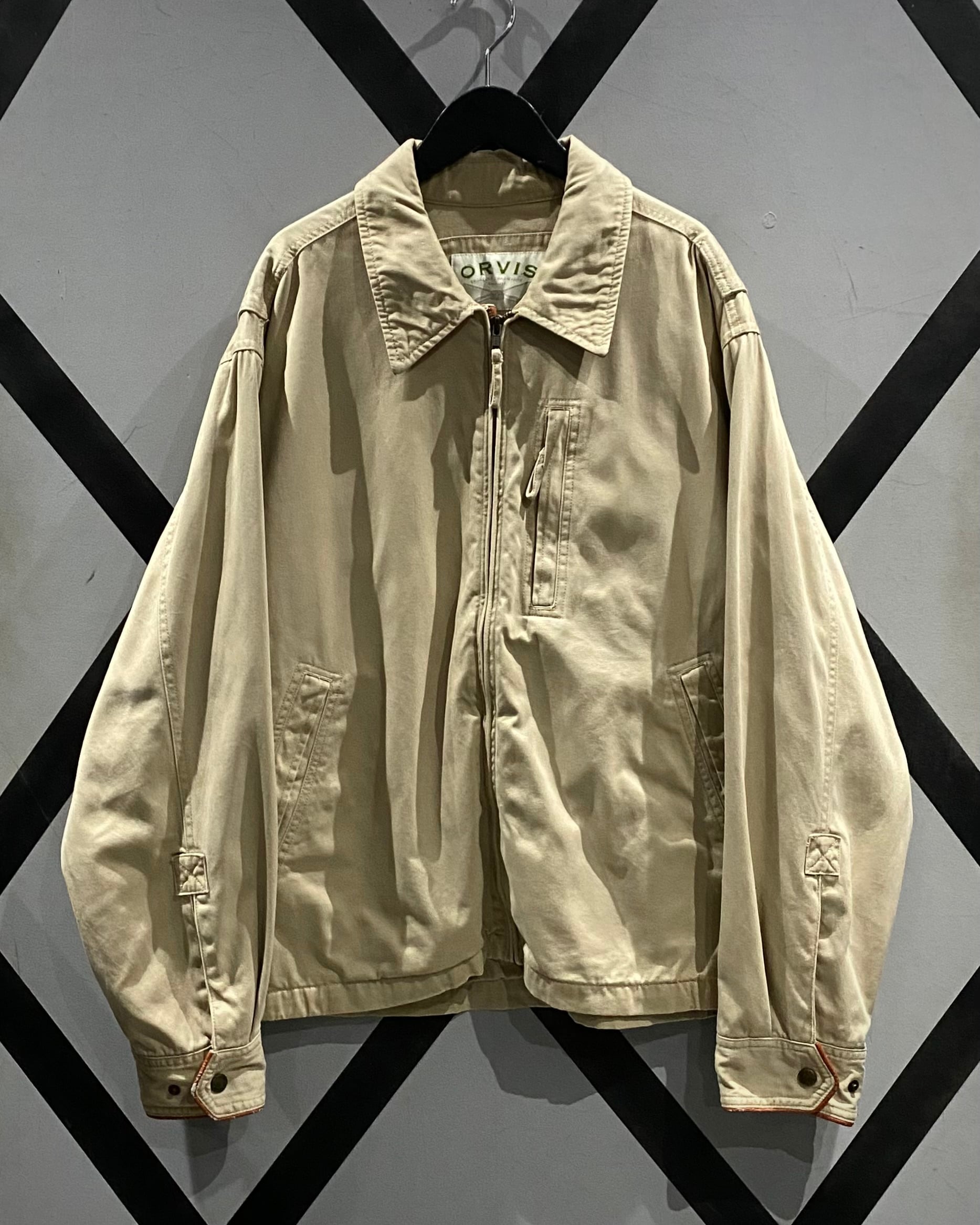 X VINTAGE】“ORVIS” Leather Switching Vintage Loose Zip Up Jacket
