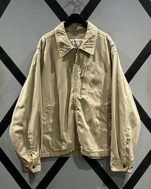 【X VINTAGE】“ORVIS” Leather Switching Vintage Loose Zip Up Jacket