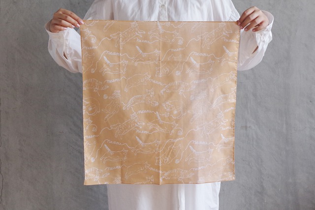 yukino textile cotton100% ハンカチ「NEZOU orange」 made in japan