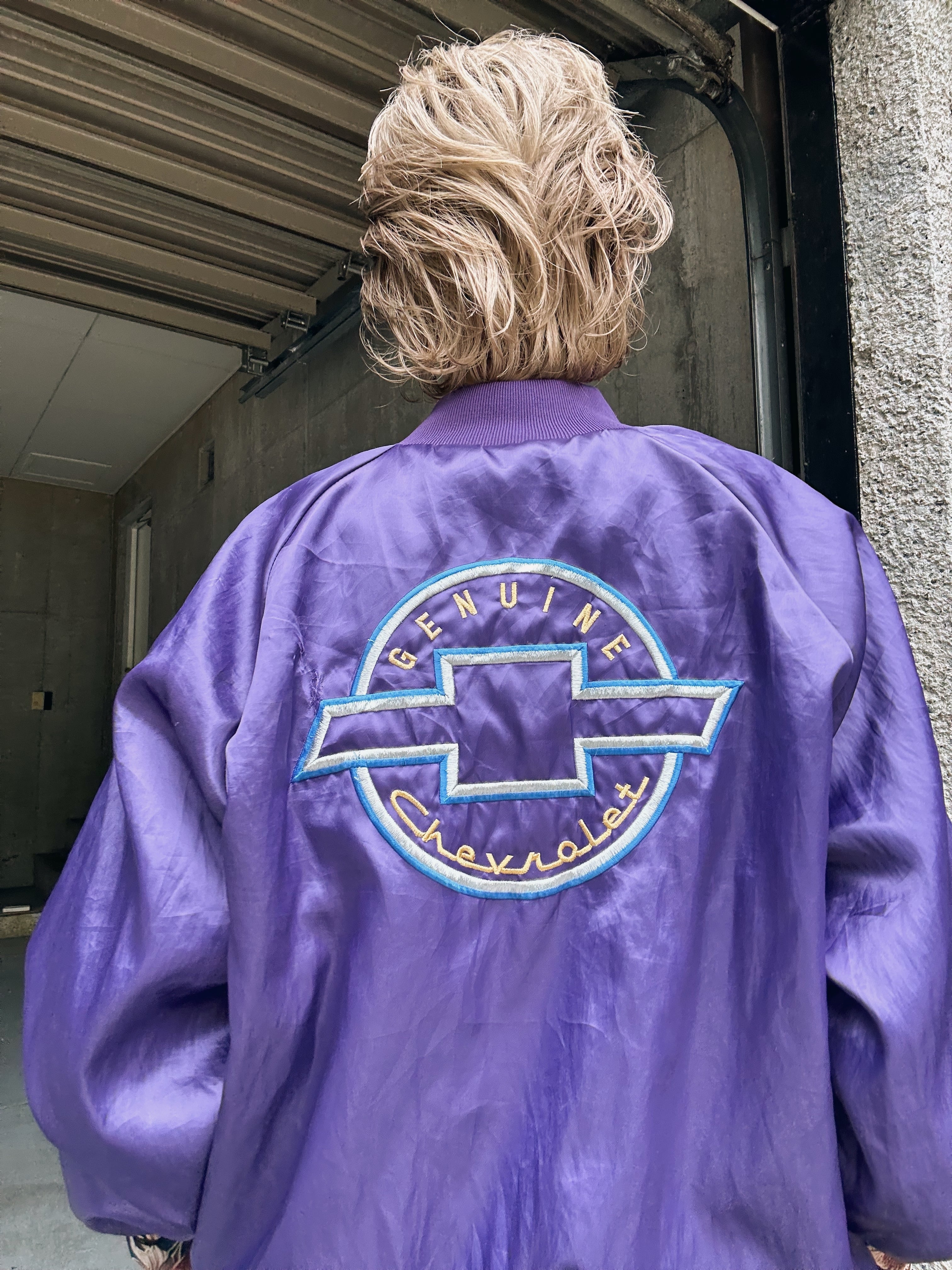 (OT1023)90’s Chevrolet embroidery nylon jumper made in USA