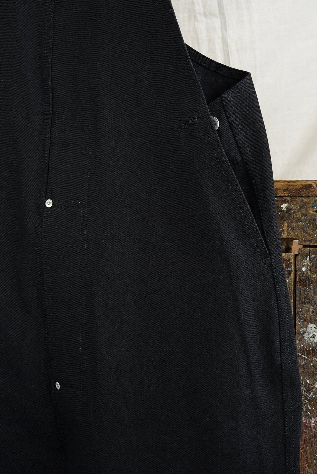 TUKI - 原田服飾研究所 - TYPE 2, LOOSE FIT SALOPETTES - BLACK/BLACK