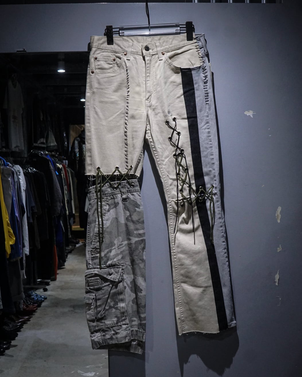再構築 ドッキング リメイク ワーク ダック地 フレア ワイド バンツ 下北沢 add (C) vintage】