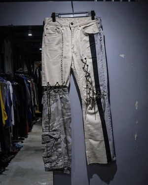 【add (C) vintage】"Original Remake" Various Textile Docking Flare Pants
