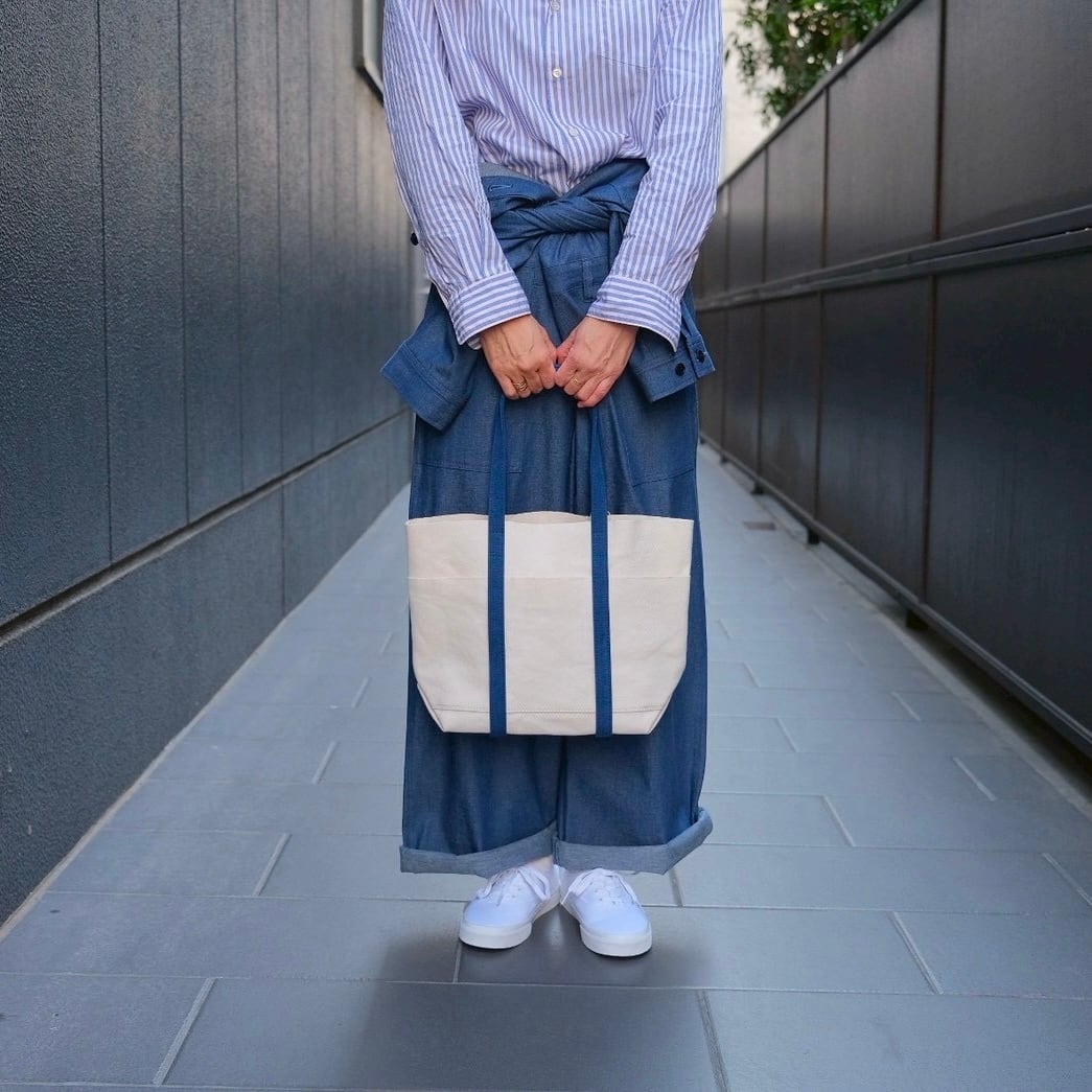 AMIACALVA(アミアカルヴァ)A126 WASHED CANVAS 6POCKETS TOTE(S) 2TONE NAVY