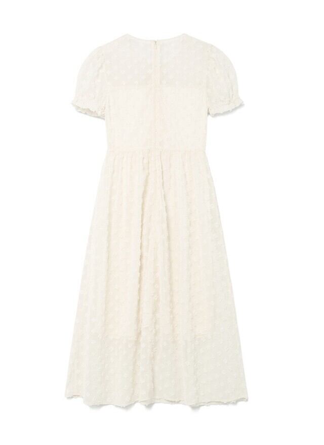 IVEウォニョン着用★ROLAROLA★FLOWER SHIRRING ONEPIECE IVORY ☆IVE ウォニョン X rolarola コラボ!!【rolarola】FLOWER