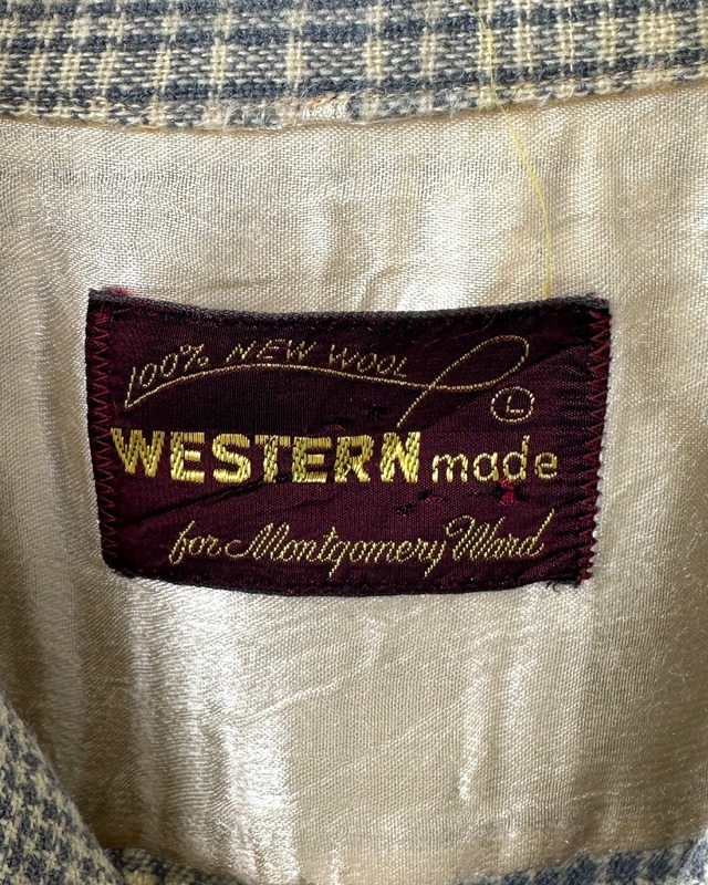 -Montgomery Ward WESTERN made- Vintage 50s L Opencollar Check Shirt