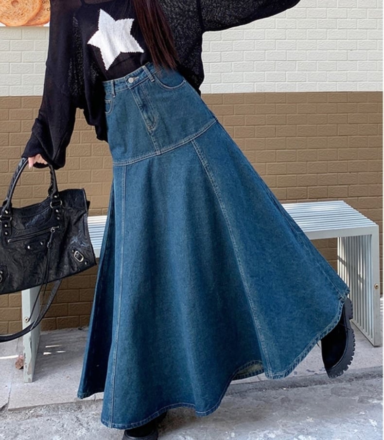 デニム スカート デニムスカート ロング マキシスカート マーメイド
