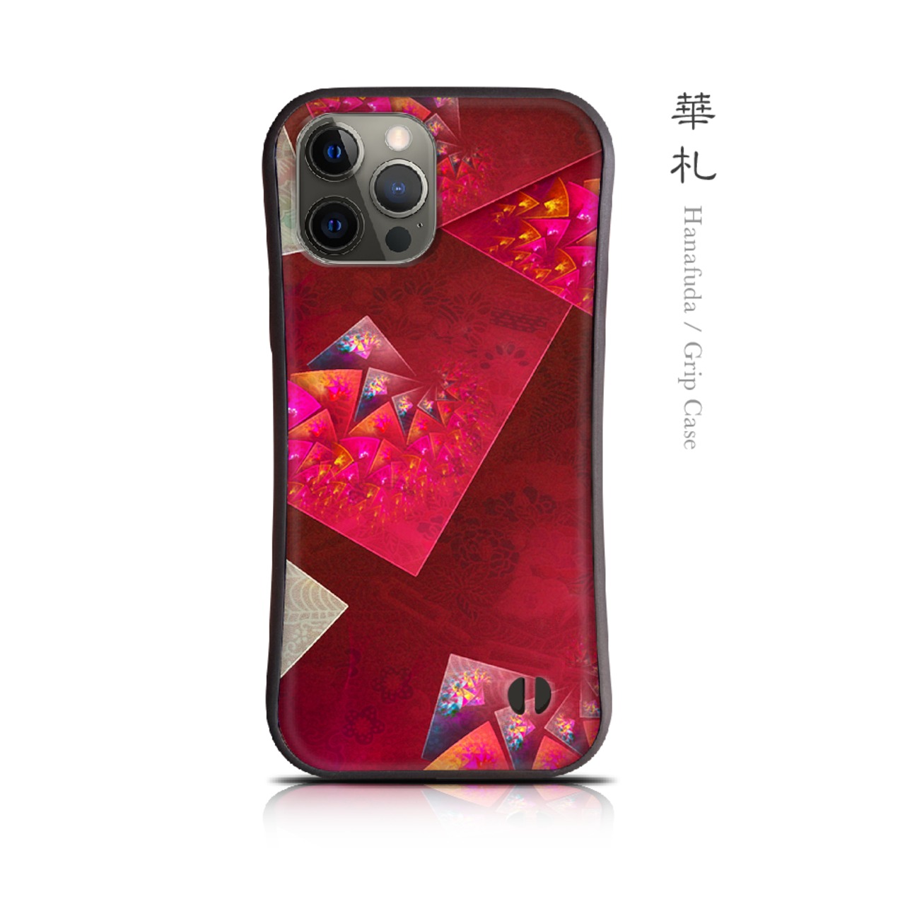 華札 - 和風 耐衝撃グリップ iPhoneケース