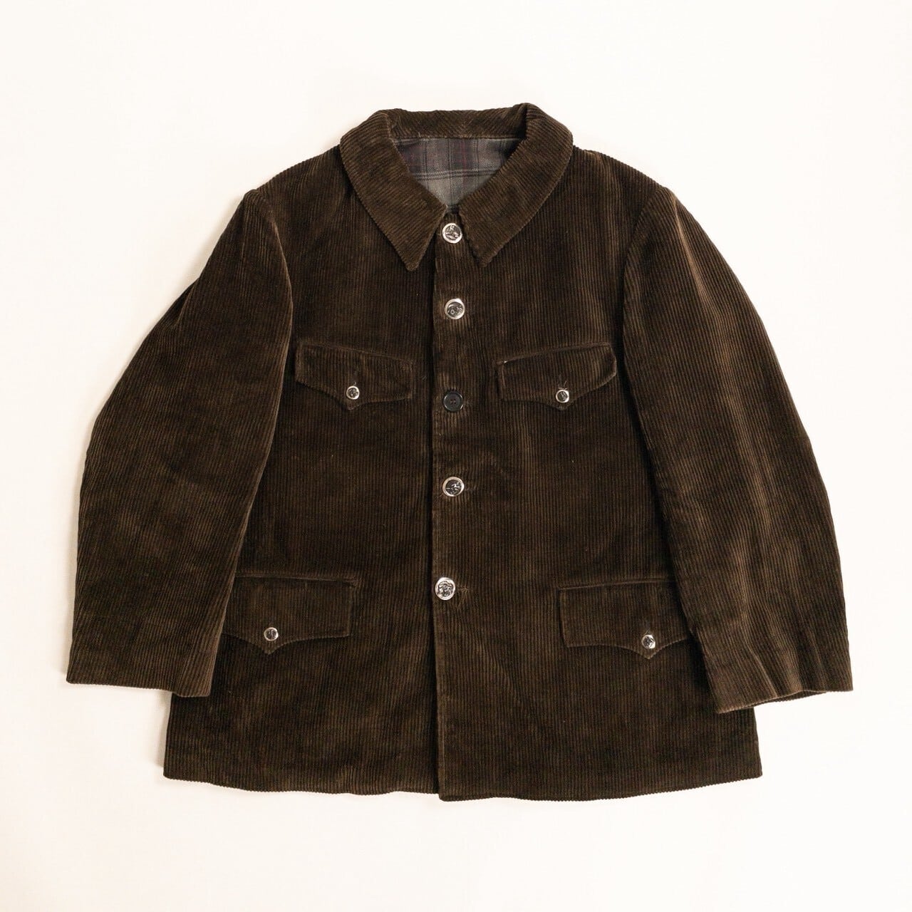 1940-50s "French Vintage" Brown Heavy Corduroy Hunting Jacket