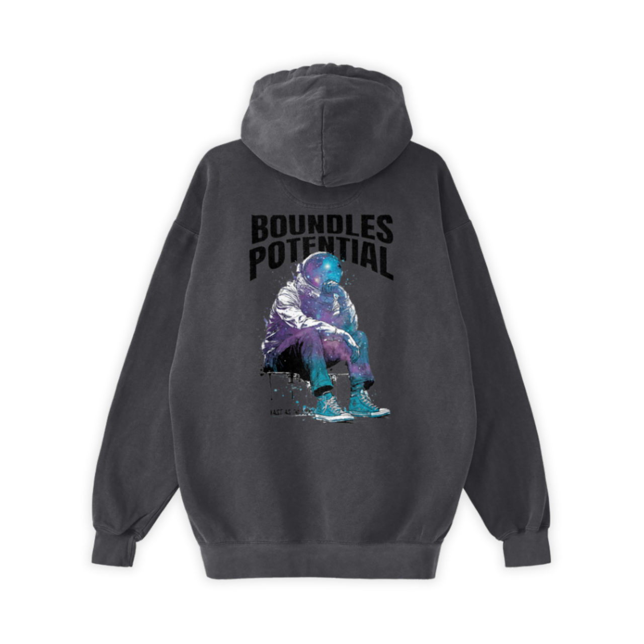 BOUNDLESS POTENTIAL　Garment dye Hoodie Black [T0017]