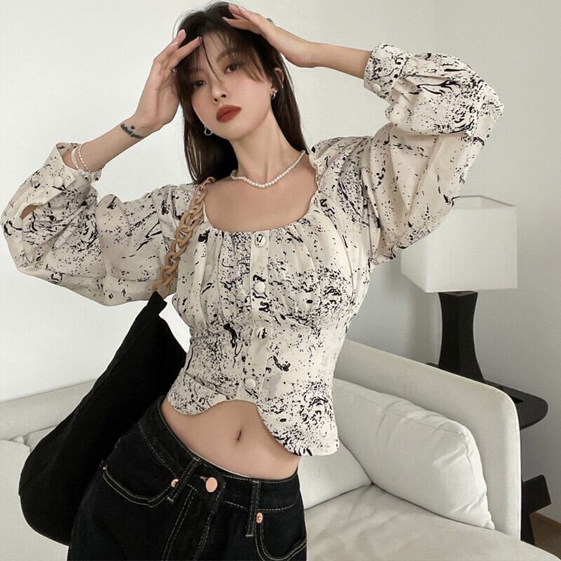 薄手カラーシャツ トップス レディースオータムスタイル ロング 秋物 ピュア スクウェア ガールズファッション8938938384