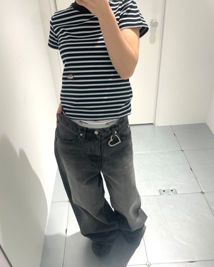 【26SS】HOMME girls オムガールズ / HOMMEGIRLS X FRUIT OF THE LOOM STRIPE BABY TEE / Tシャツ