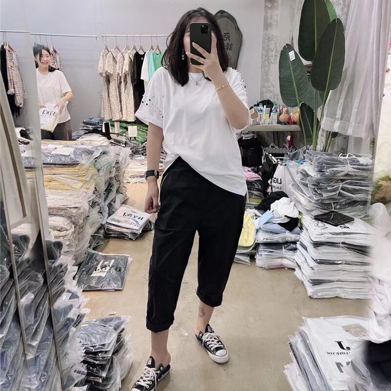 サマーカジュアルラウンドネックルーズスタイルTシャツ 大きめサイズ 夏物 Oネック ミックスインファッション22883966862