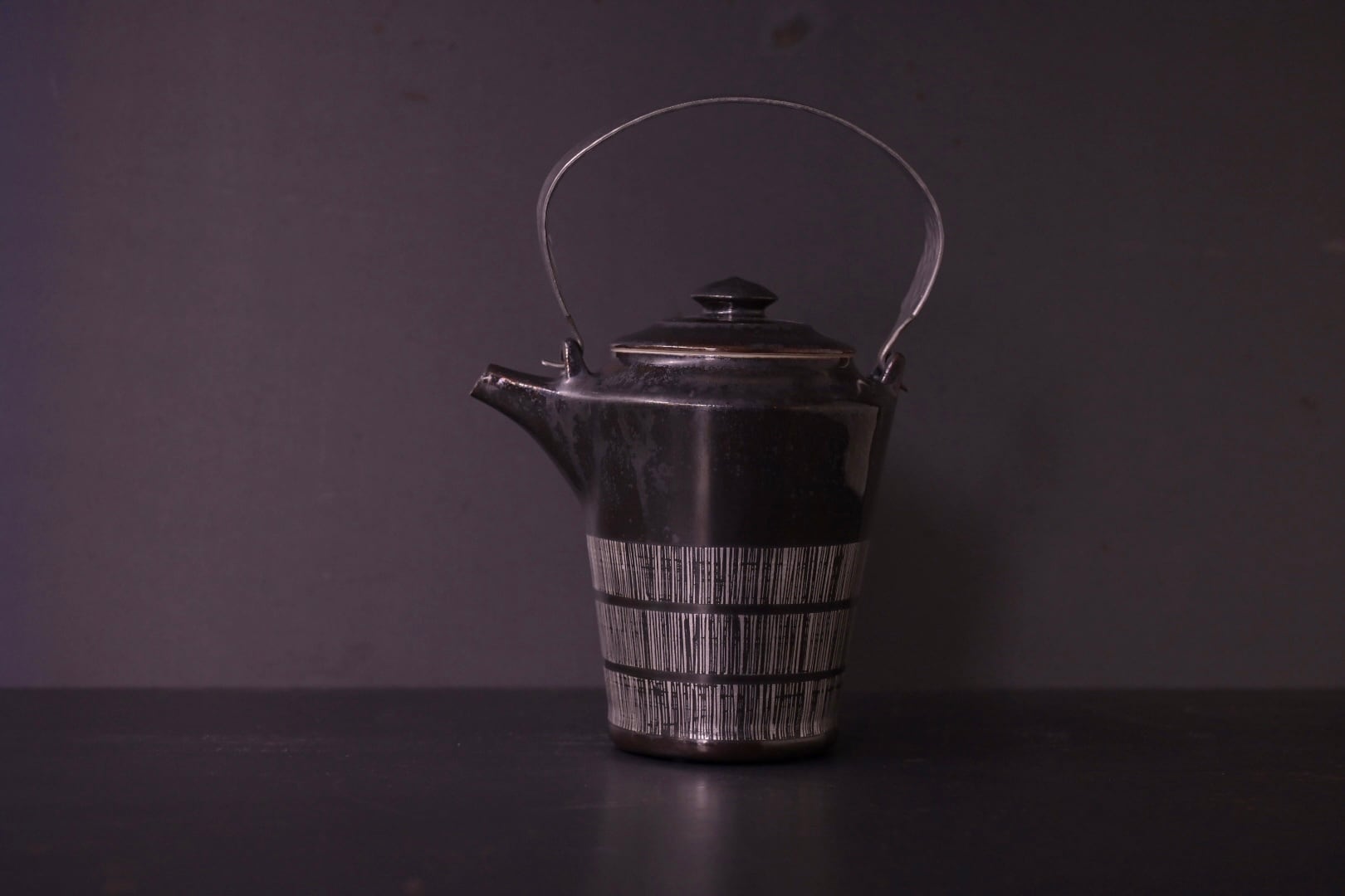 中村譲司 覆黒銀雨彩急須(ステンレス取手)