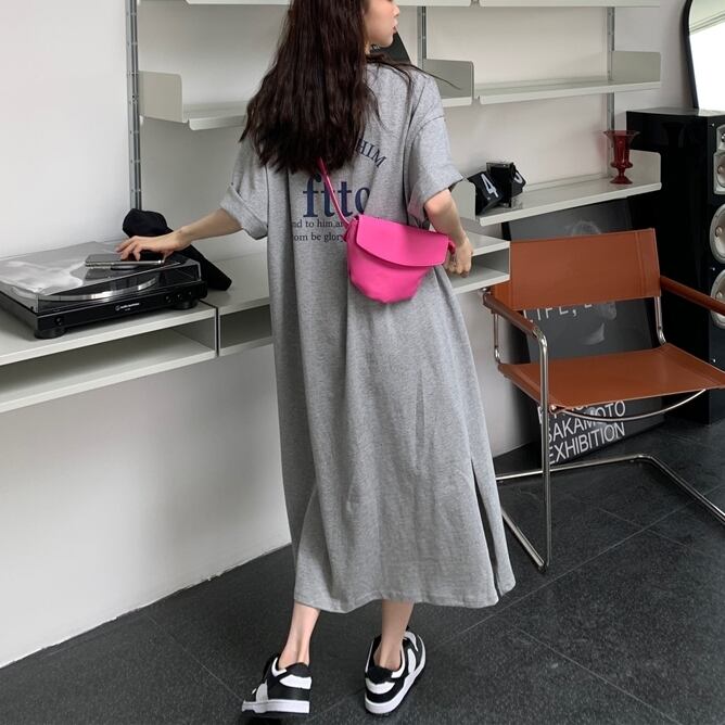 ワンピース レディース Tシャツワンピ M L XL 2XL プルオーバー ロングスカート ロング丈 マキシ丈 9分丈 バックプリント アンクル丈 薄手 半袖 ストレート ワイド Iライン スリット かわいい 大人可愛い シンプル カジュアル 大人 おしゃれ 大人女子 こなれ感 ラフ キュート ガーリー ルーズ 存在感 抜け感 無地 10代 20代 30代 ママ 学生 通学 デート お出かけ 公園デビュー 休日 着回し 普段使い 楽ちん 体型カバー ゆったり ゆる 送料無料