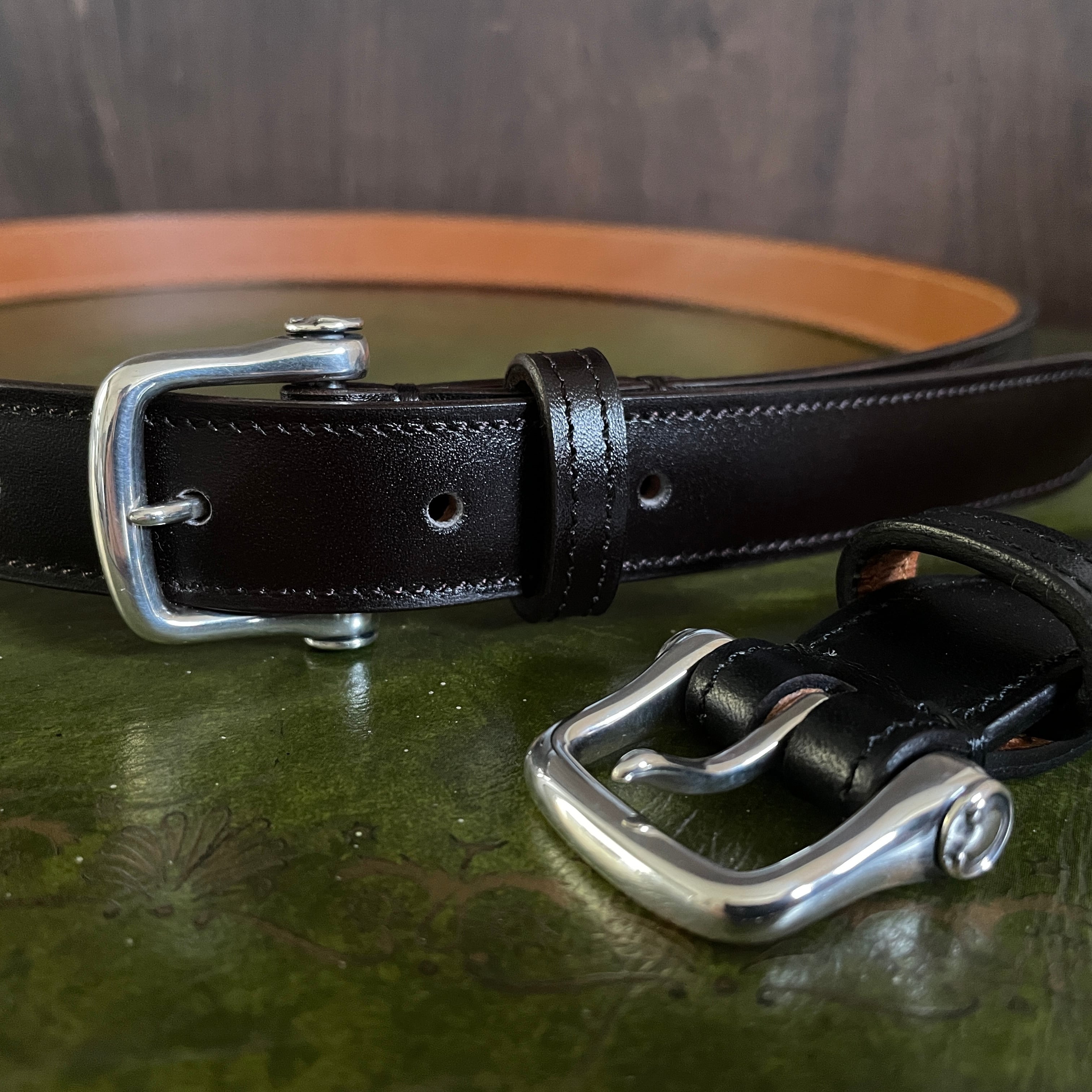 STERLING SILVER BUCKLE】NARROW CALF BELT シルバー９２５製バックル ...