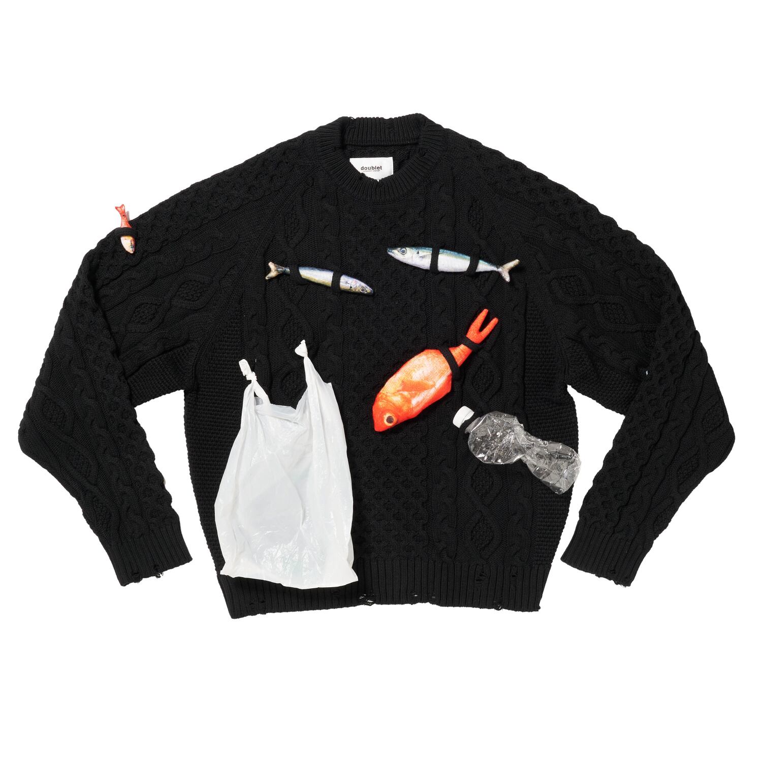 26SS】doublet CAUGHT IN THE CABLE FISHERMAN KNIT(BLACK)26SS56KN211