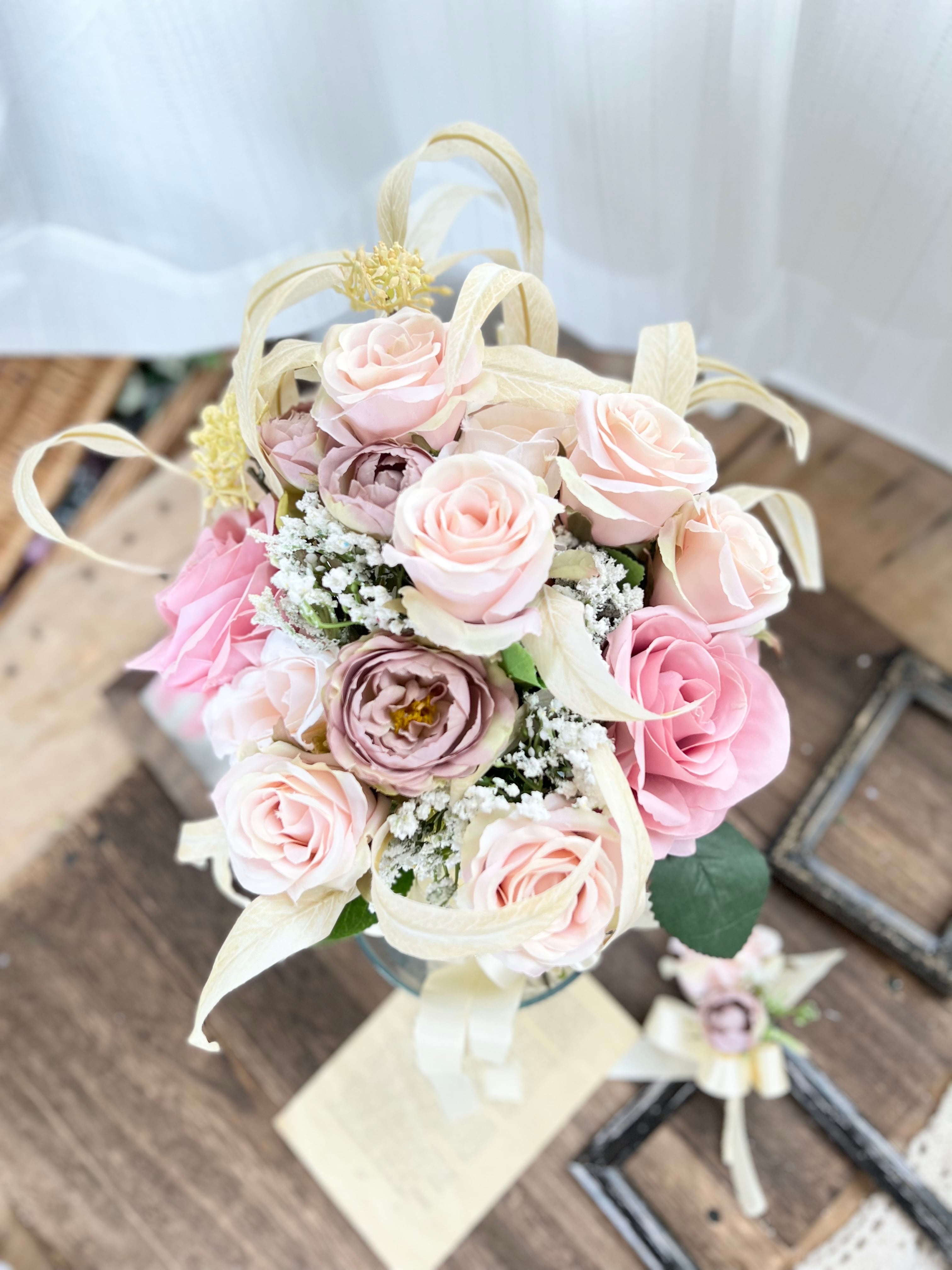 サーモンピンク くすみピンククラッチブーケ Houkiboshi サーモンピンク くすみピンククラッチブーケ Houkiboshi