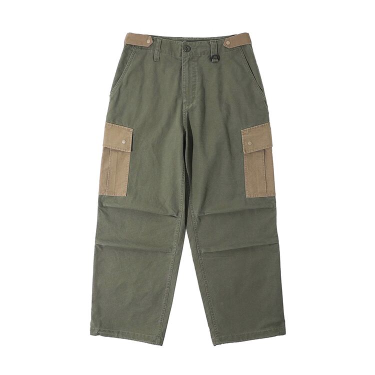 ★COLOR BLOCK MULTI-POCKET STRAIGHT PANTS　　　A0721