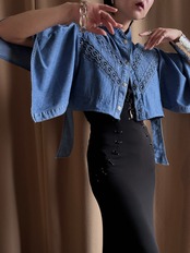 sculptural sleeve remake dungaree shirt-5200-4