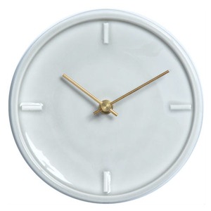 杉浦製陶 壁掛け時計 日本製 GLAZED CLOCK 陶磁器 直径 16cm 厚さ 3.5cm 重量 550g ペールグレー P-11