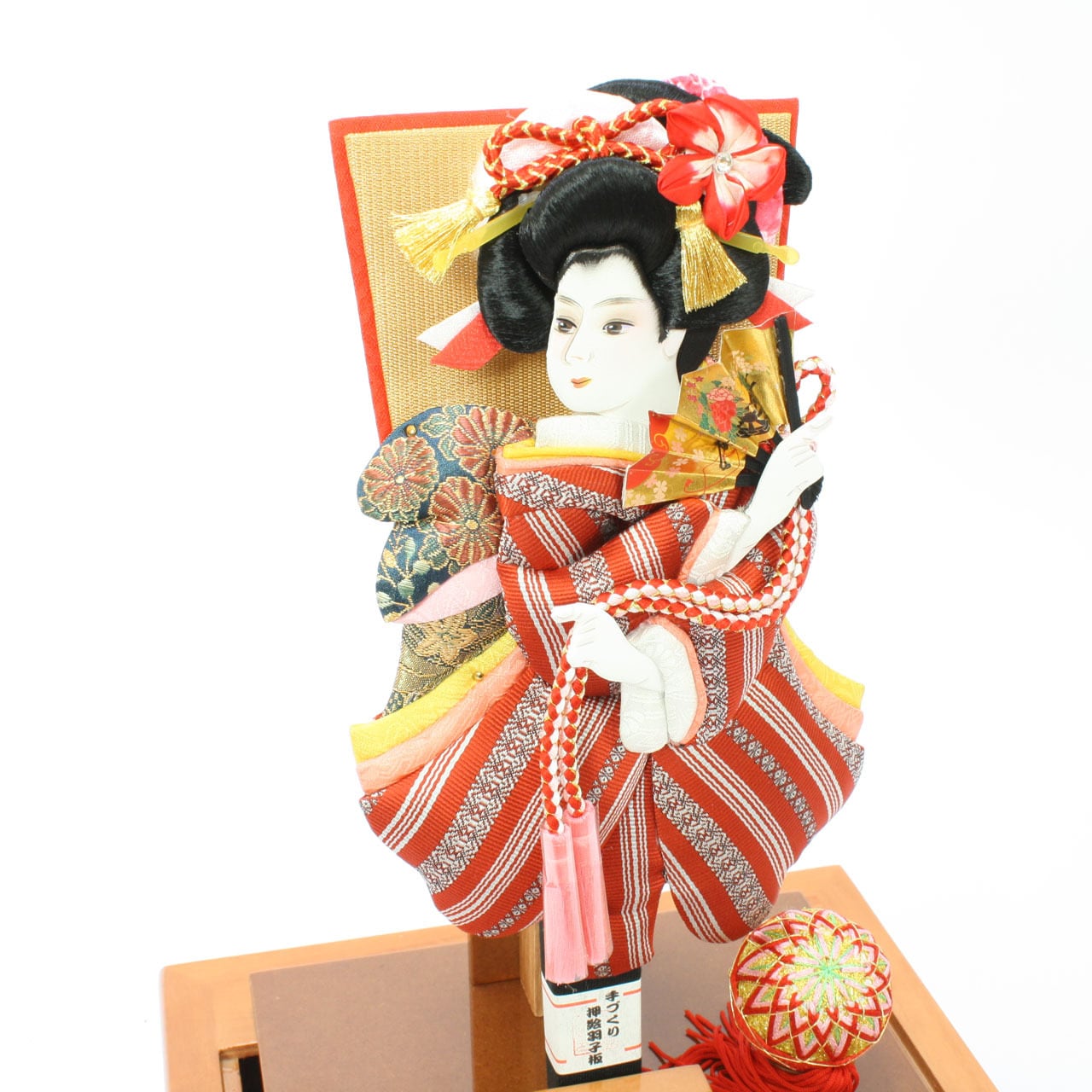 レトロ　羽子板　羽　まとめ売り　三越　正月飾り　スタンド付き　日本　伝統　和 羽子板飾り《商品コード》10308-0115 振袖 正絹博多織 赤｜初正月｜省