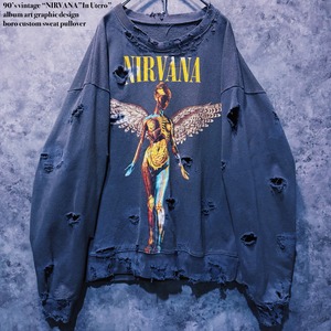 【doppio】90’s vintage “NIRVANA”In Utero” album art graphic design boro custom sweat pullover