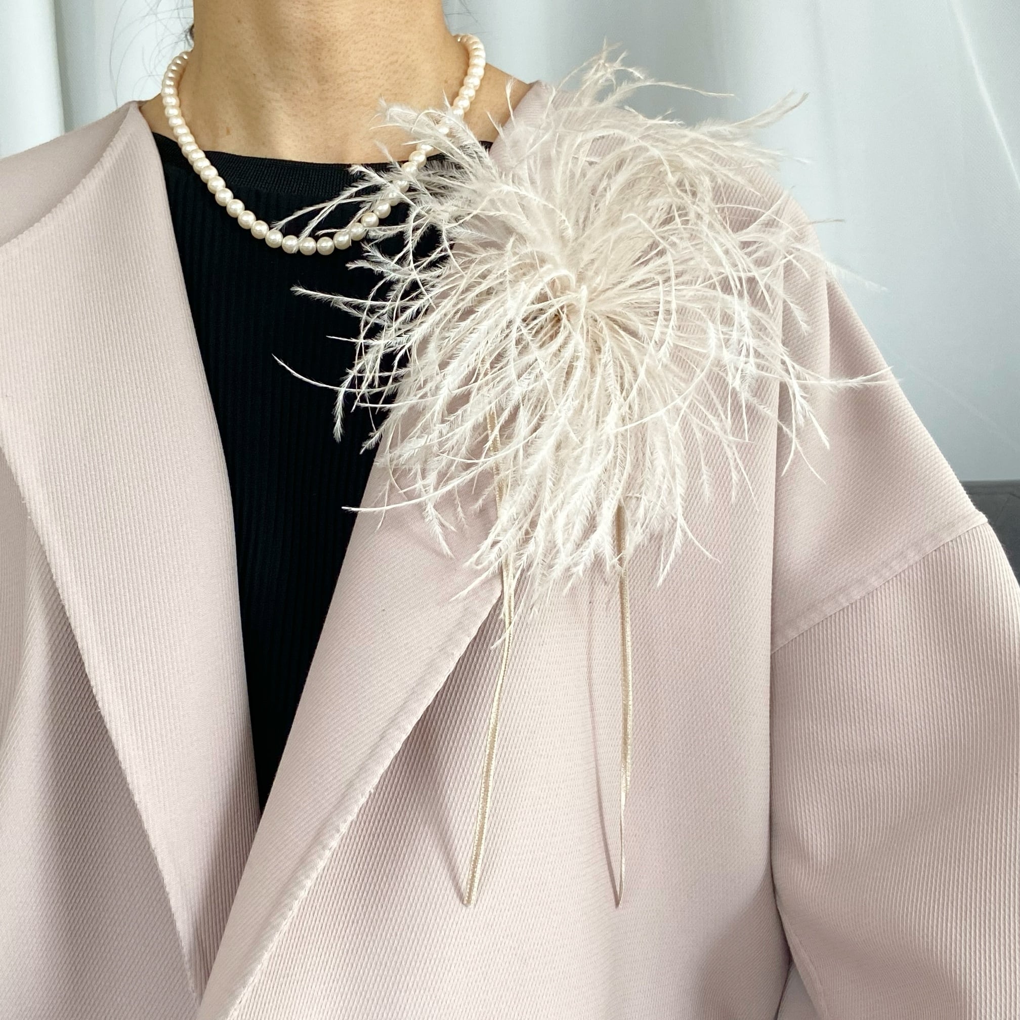 フェザーコサージュ＊さくらピンク＊取付金具選択可能 フォーマル