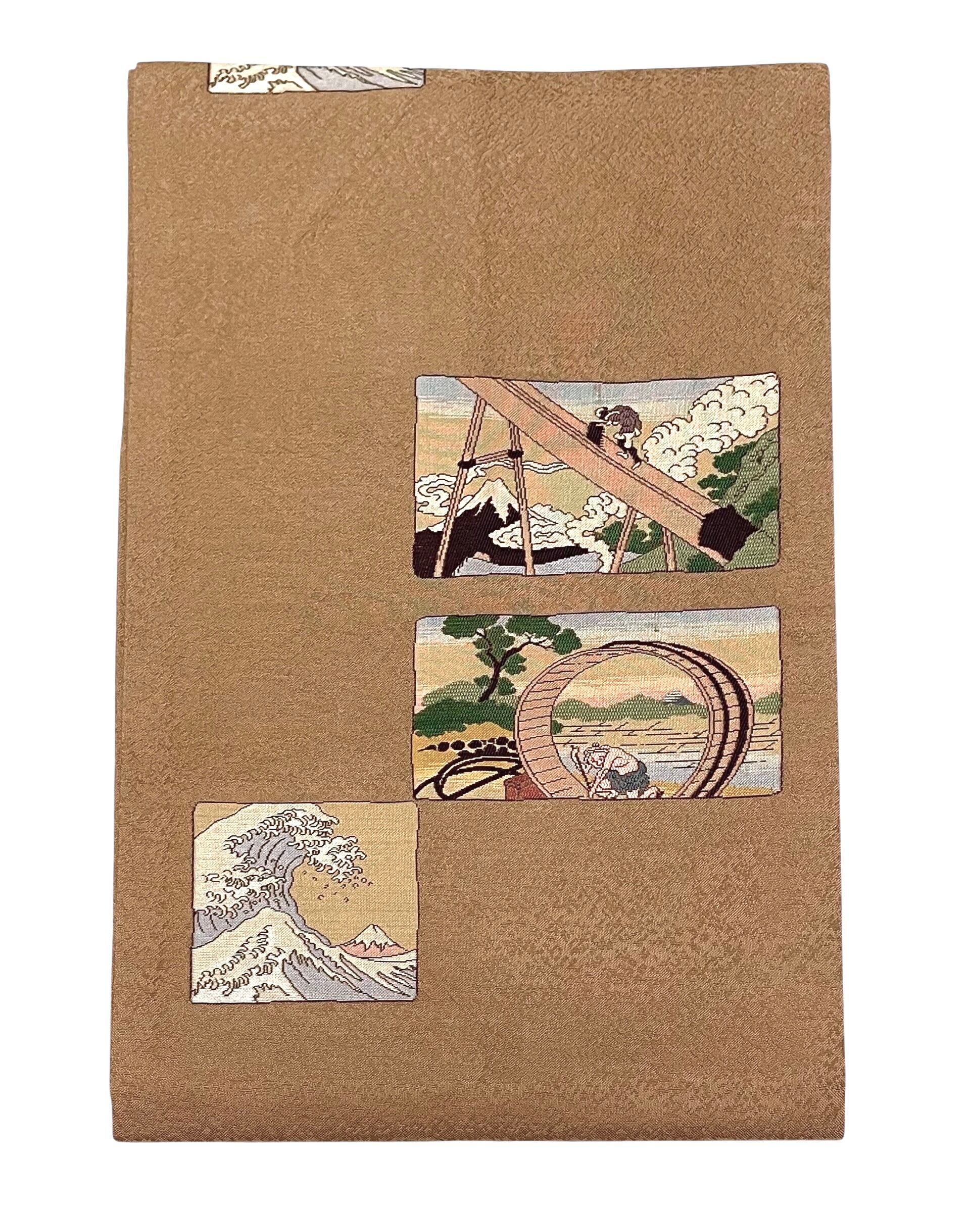 色紙に富嶽三十六景模様織り出し名古屋帯 | cocoa
