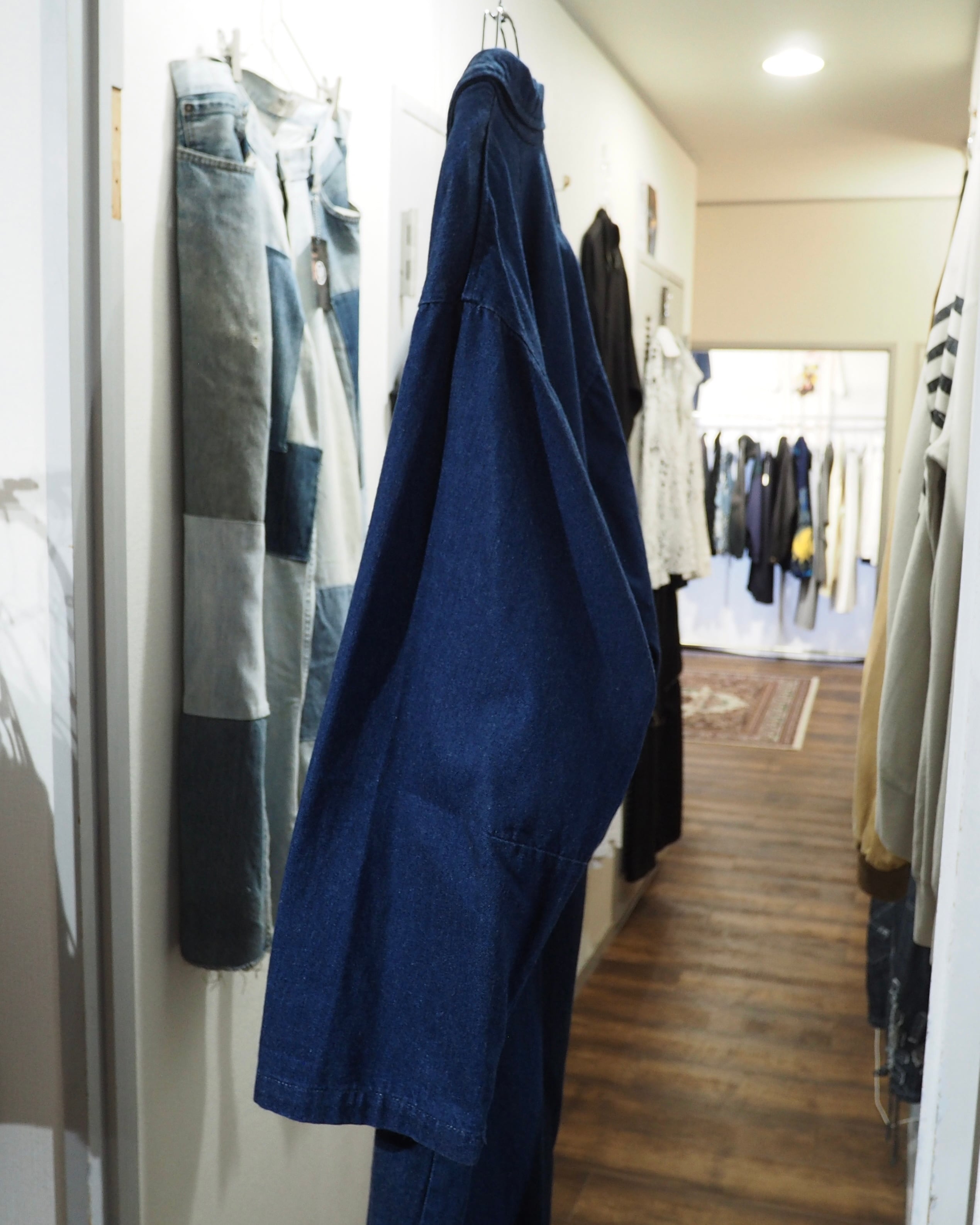 1980 - 90s ” 群青 ” Beautiful Indigo Blue Color Vintage Long Denim Coat