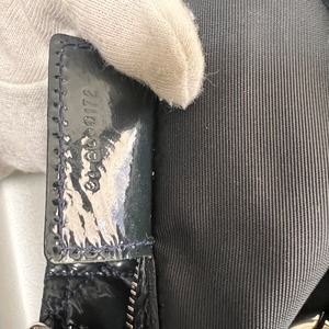 Christian Dior ディオール  カナージュ  エナメル／パテントレザー ハンドバッグ ブラック A-12423